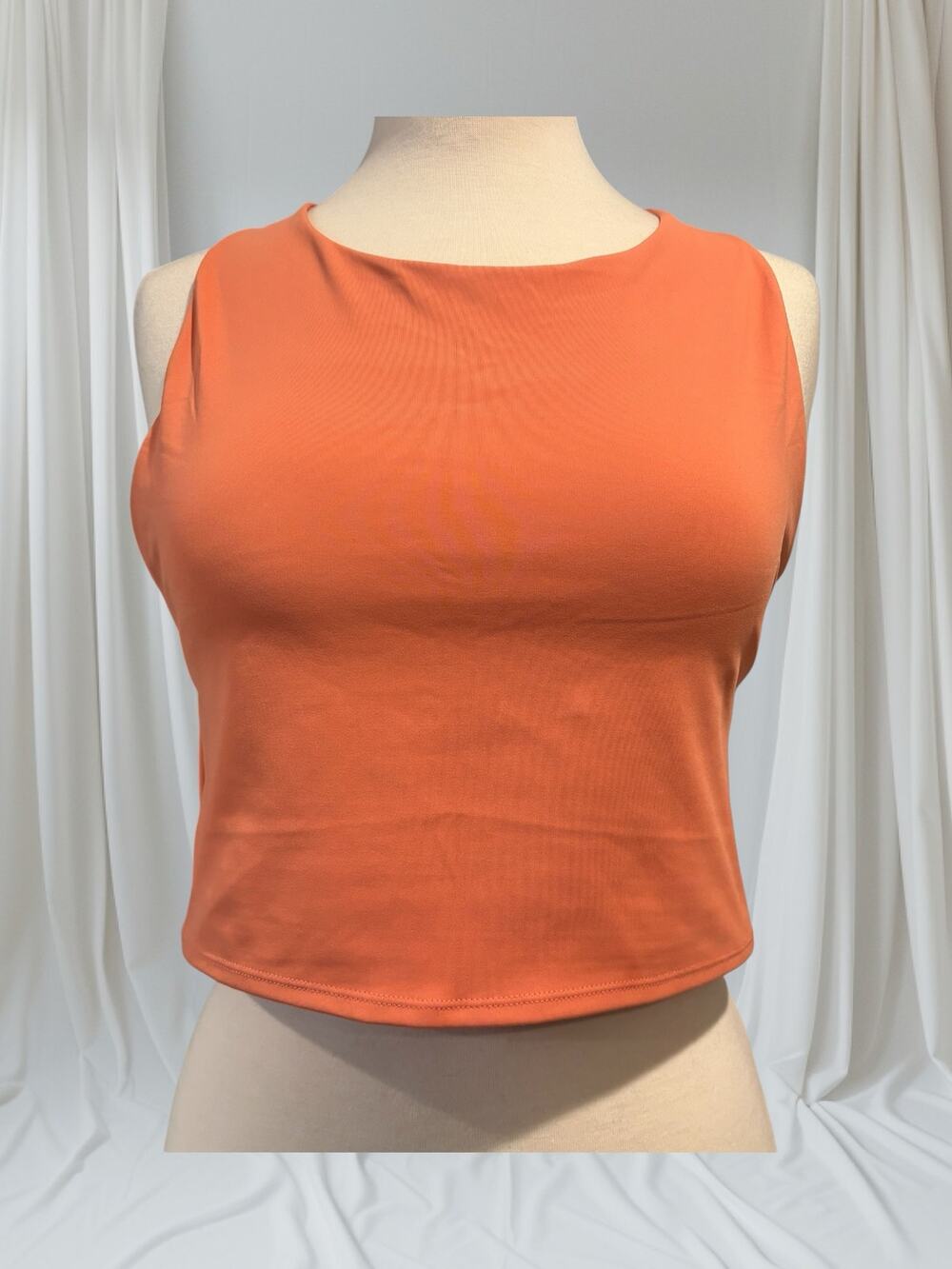 Mono B 1XL Orange Padded Cup Sports Top Crisscross Back